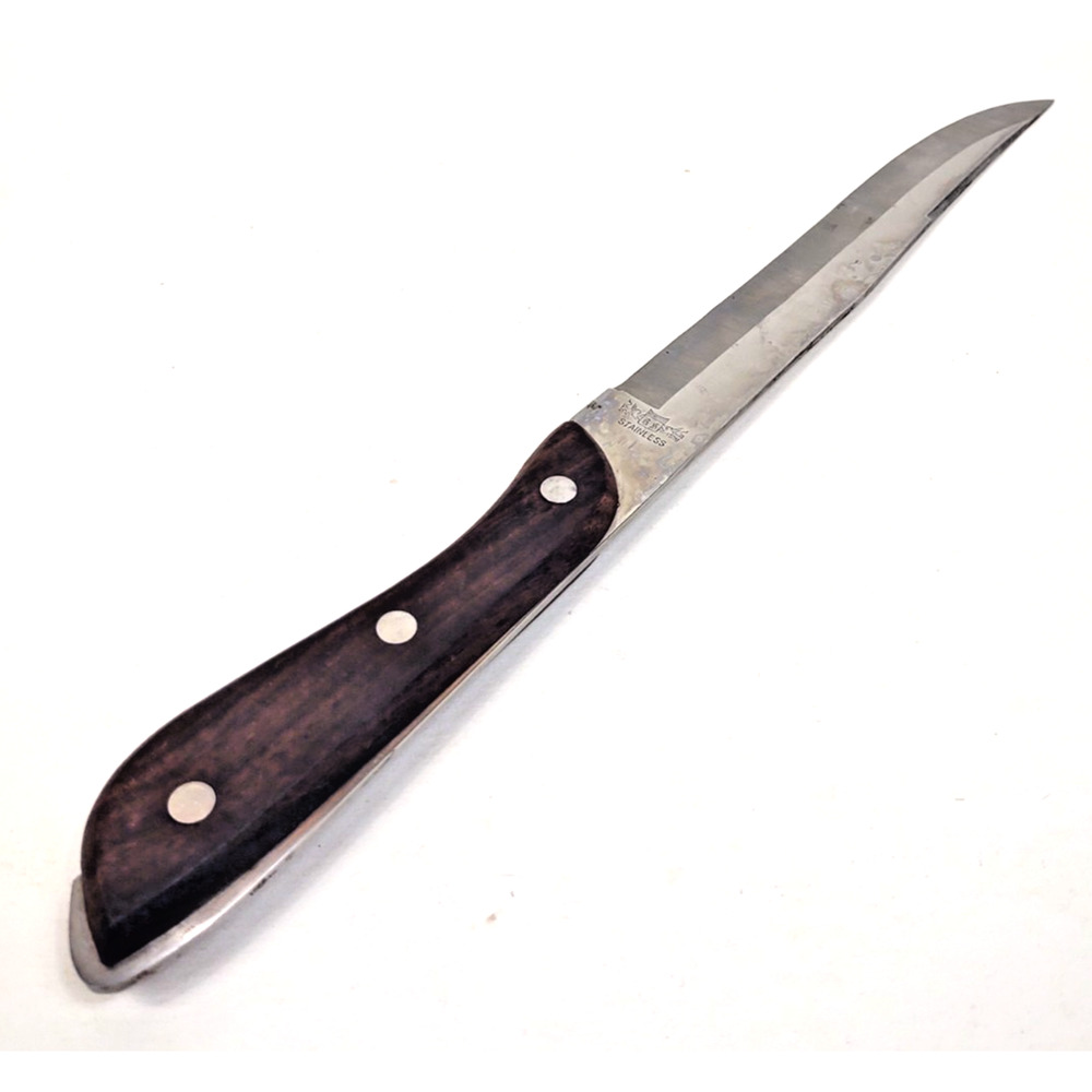 Vintage RS 13” Chef’s Knife Stainless Steel Japan Exposed Wood Handle Full Tang